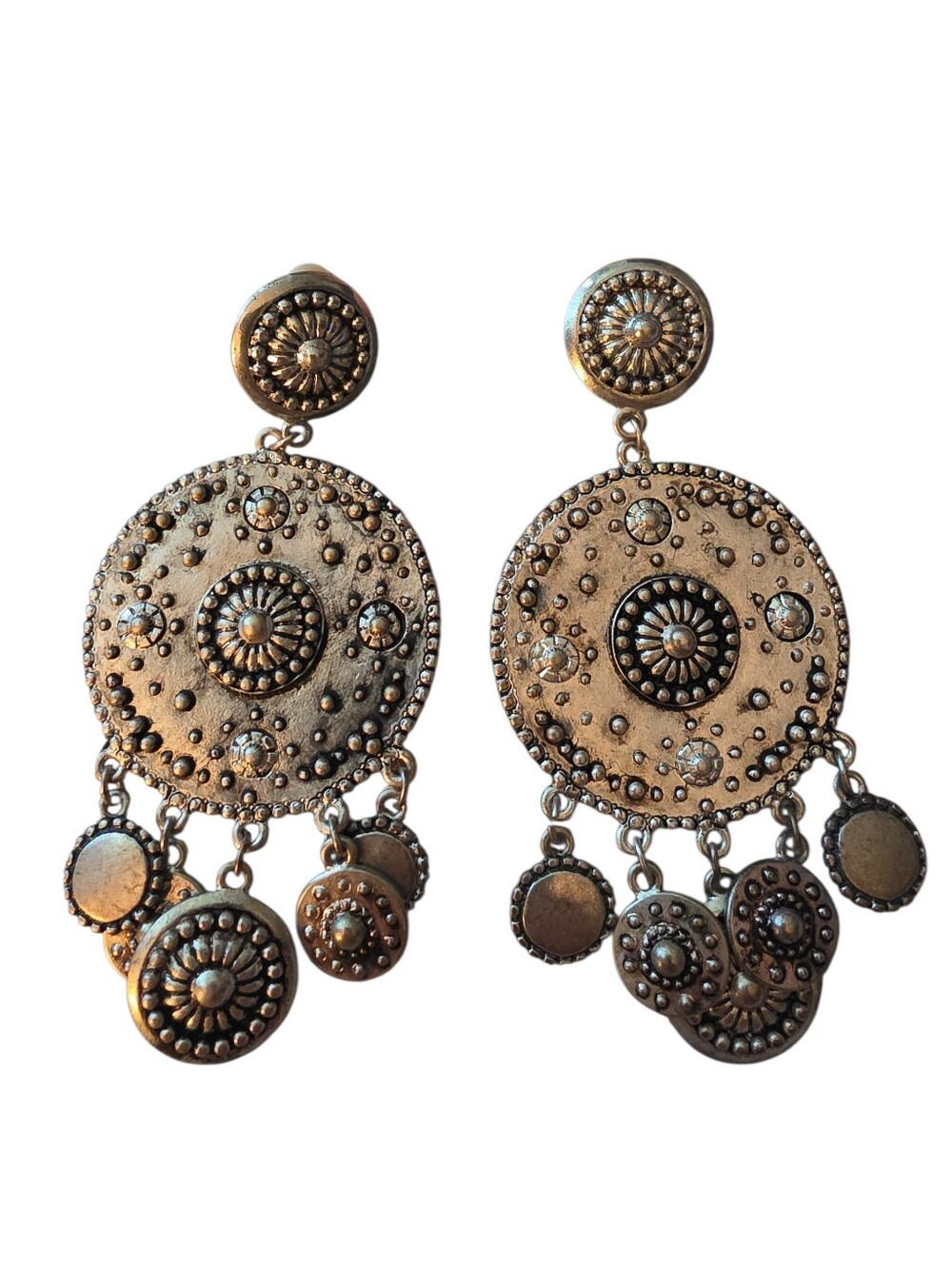 Chicos Boho Silver-Tone Dangle Medallion Clip-on Earrings